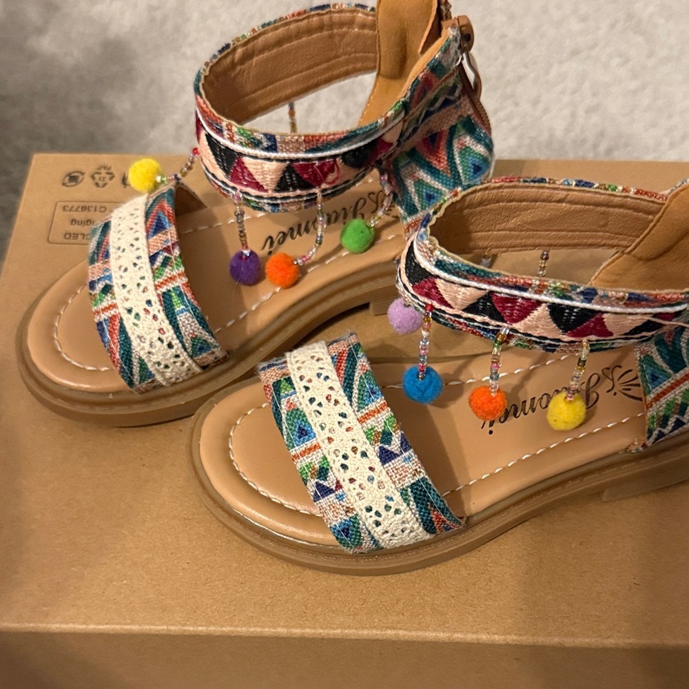 Girls Multicolor Pom-Pom Sandals - Kids